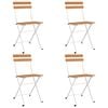 vidaXL Sillas cafeter&iacute;a plegables 4 uds acero y madera maciza acacia