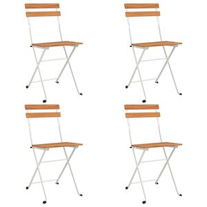 vidaXL Sillas cafeter&iacute;a plegables 4 uds acero y madera maciza acacia