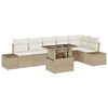vidaXL Conjunto de sof&aacute; de jard&iacute;n 7 uds. Beige rat&aacute;n sint&eacute;tico