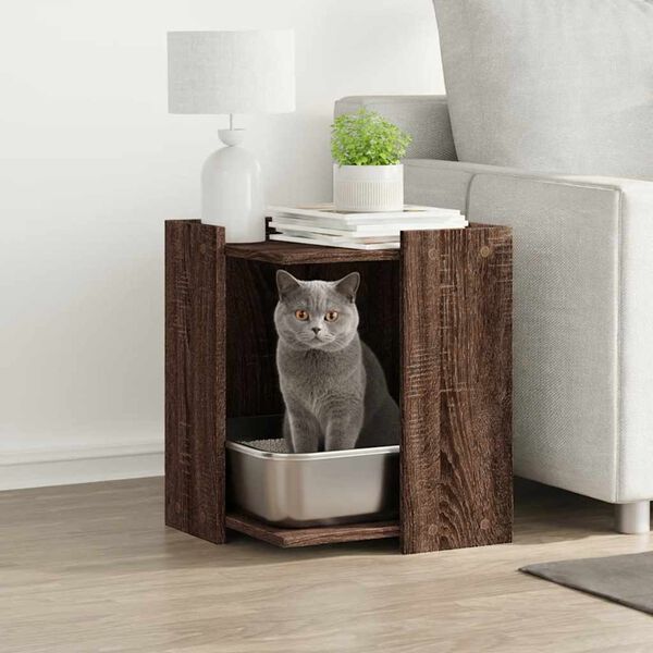 vidaXL Mueble arenero para gatos madera marr&oacute;n roble 42x42x51 cm