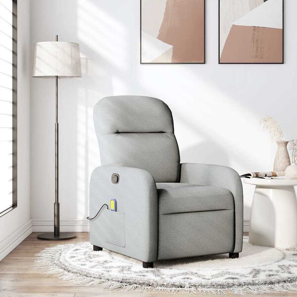 vidaXL Sill&oacute;n de masaje reclinable de tela gris nube