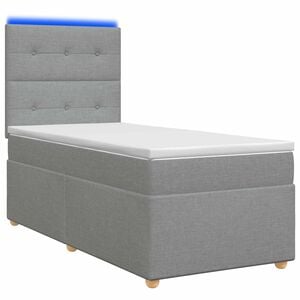 vidaXL Cama box spring con colch&oacute;n Gris Claro 80 x 200 cm Tela