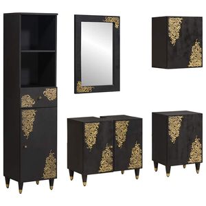 vidaXL Juego de Muebles de Ba&ntilde;o 5 uds. Negro 62 x 33 x 58 cm
