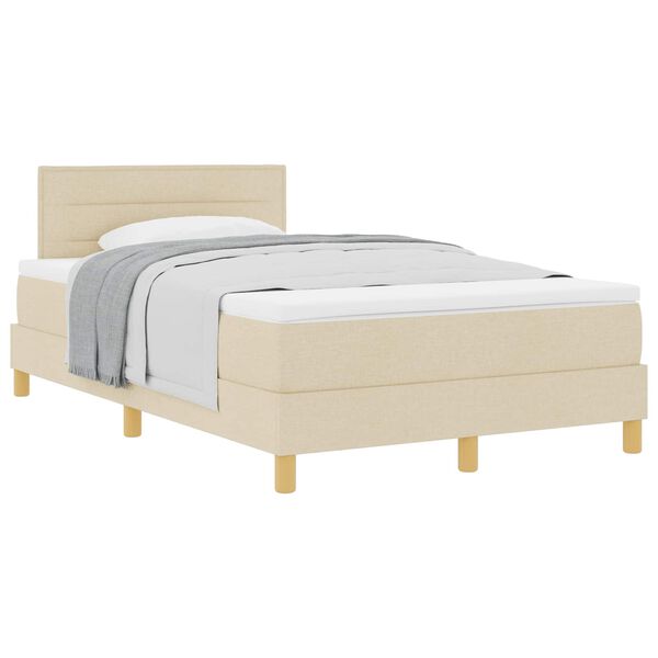 vidaXL Cama tipo Box Spring con colch&oacute;n Crema 120 x 190 cm tela