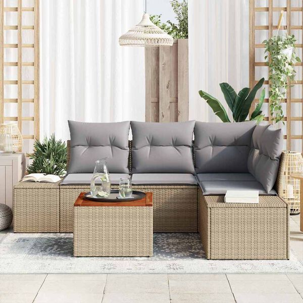 vidaXL Conjunto de sof&aacute;s de jard&iacute;n 5 pcs Beige y Gris Claro