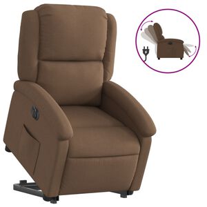 vidaXL Sill&oacute;n el&eacute;ctrico reclinable elevable de tela marr&oacute;n