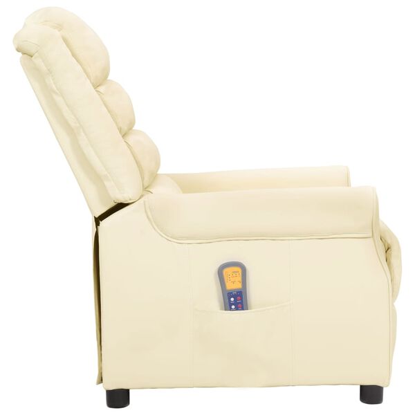 vidaXL Sillón de masaje de cuero sintético crema