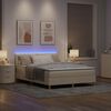 vidaXL Cama Box Spring LED con colch&oacute;n con LED Crema 140 x 190 cm tela