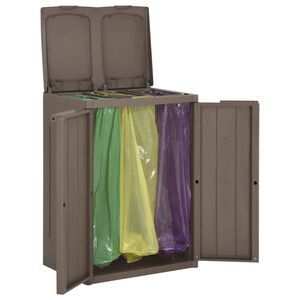 vidaXL Cubo de basura con 2 puertas PP marr&oacute;n 65x45x88 cm