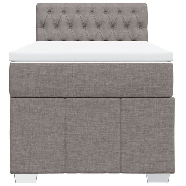 vidaXL Cama box spring con colch&oacute;n tela gris taupe 90x200 cm