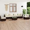 vidaXL Set muebles de jard&iacute;n 7 piezas y cojines rat&aacute;n sint&eacute;tico marr&oacute;n