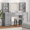 vidaXL Conjunto de mesa de vestidor con LED 3 pcs Gris Sonoma