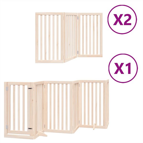 vidaXL Puerta para perros plegable 12 paneles madera de &aacute;lamo 600 cm