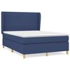 vidaXL Cama box spring con colch&oacute;n tela azul 140x200 cm