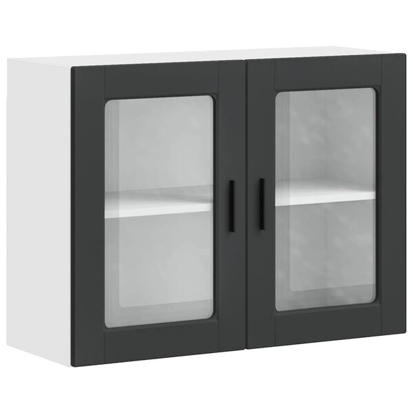 vidaXL Armario de pared para cocina con puerta de cristal Porto negro