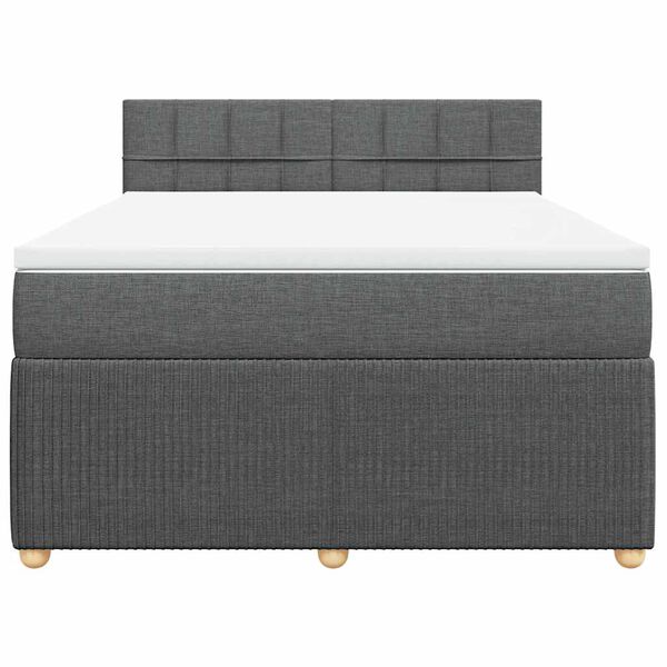 vidaXL Cama box spring con colch&oacute;n tela gris oscuro 160x200 cm