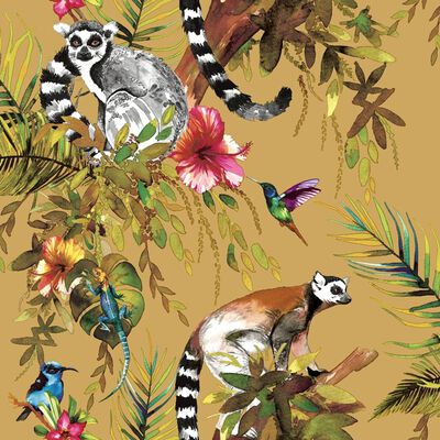 DUTCH WALLCOVERINGS Papel pintado de pared Lemur color ocre
