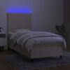vidaXL Cama box spring colch&oacute;n y luces LED tela crema 100x200 cm