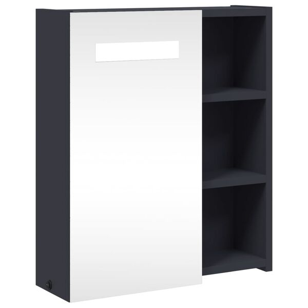 vidaXL Mueble de baño con espejo y luz LED gris 45x13x52 cm