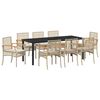 vidaXL Conjunto de Comedor de Jard&iacute;n 9 pcs Beige rat&aacute;n sint&eacute;tico