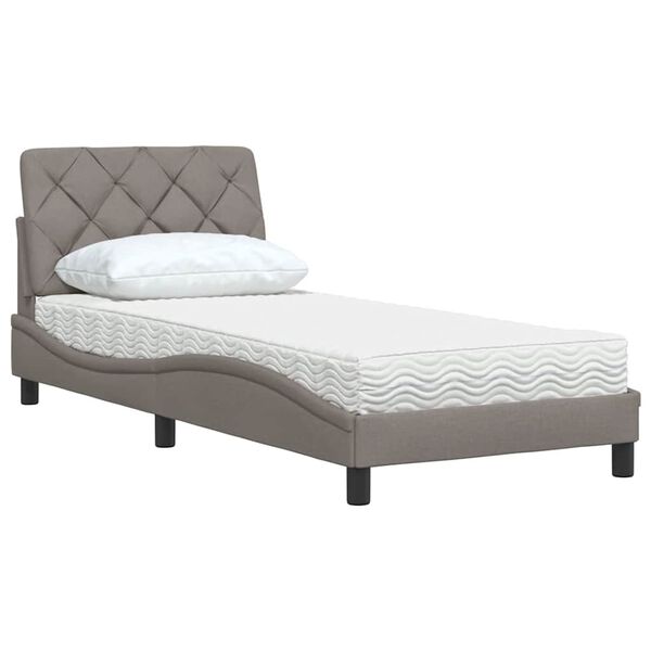 vidaXL Cama con colch&oacute;n tela gris taupe 90x200 cm