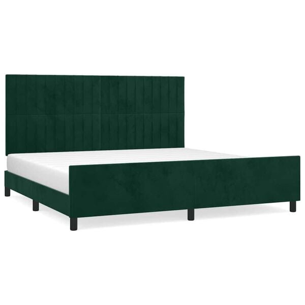 vidaXL Estructura cama sin colch&oacute;n terciopelo verde oscuro 200x200 cm