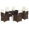 vidaXL Set comedor de jard&iacute;n 7 pzas con cojines rat&aacute;n sint&eacute;tico marr&oacute;n