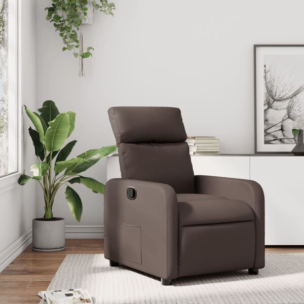 vidaXL Sill&oacute;n reclinable de cuero sint&eacute;tico marr&oacute;n