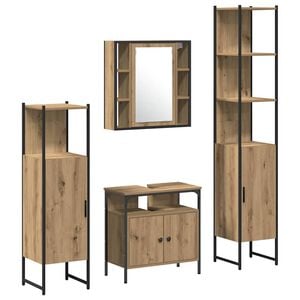 vidaXL Juego de muebles de ba&ntilde;o 4 uds. Roble artisan