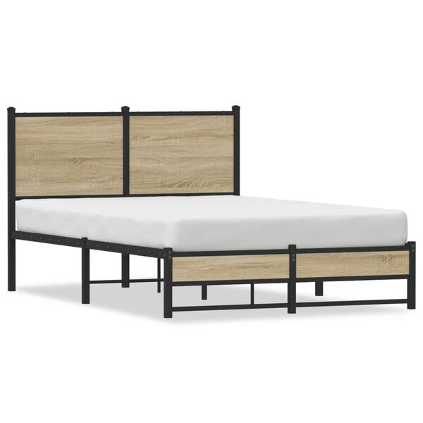 vidaXL Estructura de cama sin colch&oacute;n metal roble Sonoma 120x200 cm