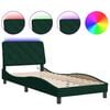 vidaXL Estructura de cama con LED sin colch&oacute;n terciopelo verde oscuro 80x200 cm