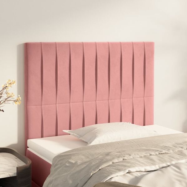 vidaXL Cabecero de cama rosa 90x5x118/128 cm Terciopelo