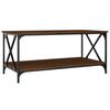 vidaXL Mesa de centro madera y hierro roble marr&oacute;n 100x50x45 cm