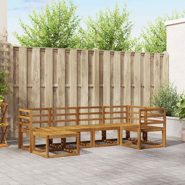 vidaXL Conjunto de sof&aacute;s de exterior con coj&iacute;n 6 pcs Natural y Crema