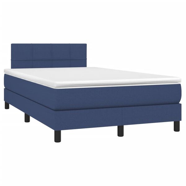 vidaXL Cama box spring con colch&oacute;n tela azul 120x190 cm