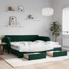 vidaXL Sof&aacute; cama nido con cajones terciopelo verde oscuro 100x200 cm
