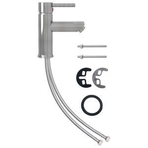 vidaXL Grifo para lavabo de ba&ntilde;o acabado plateado 130x176 mm