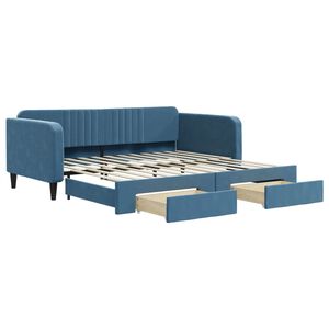 vidaXL Sof&aacute; cama nido con cajones terciopelo azul 100x200 cm