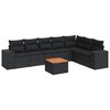 vidaXL Set de sof&aacute;s de jard&iacute;n 8 piezas y cojines rat&aacute;n sint&eacute;tico negro