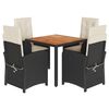 vidaXL Set de muebles jard&iacute;n 5 pzas con cojines rat&aacute;n sint&eacute;tico negro