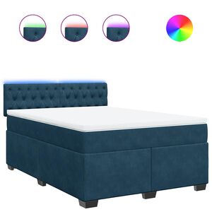 vidaXL Cama box spring con colch&oacute;n terciopelo azul 140x190 cm