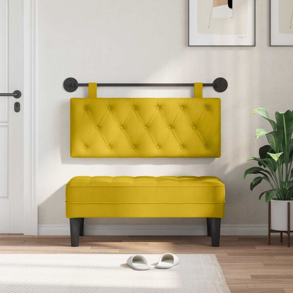 vidaXL Cabecera Colgante Amarillo 110 x 55 x 7 cm Terciopelo