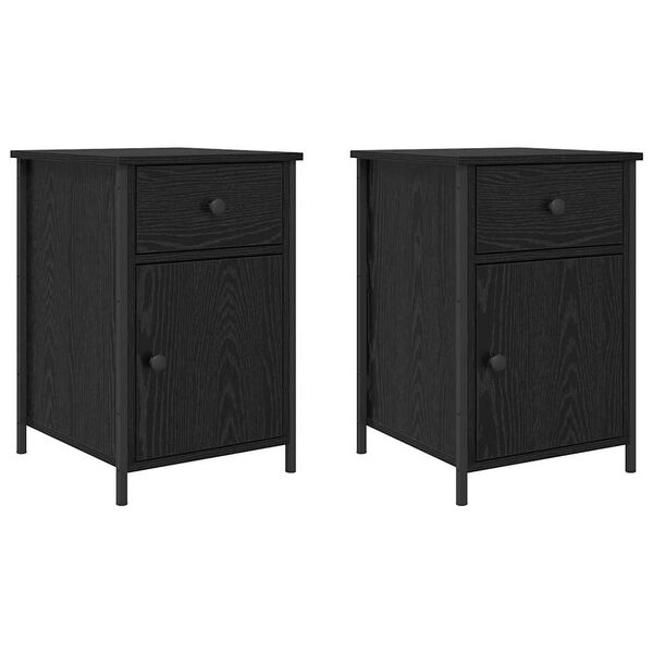 vidaXL Armario de Noche con cajón 2 pcs Roble Negro 40 x 42 x 60 cm