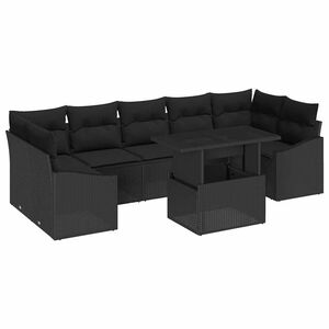 vidaXL Conjunto de sofá de jardín 8 pcs Negro Poliratán