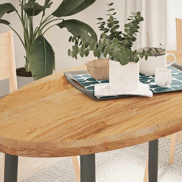 vidaXL Tablero de mesa ovalado madera maciza de roble 120x60x4 cm