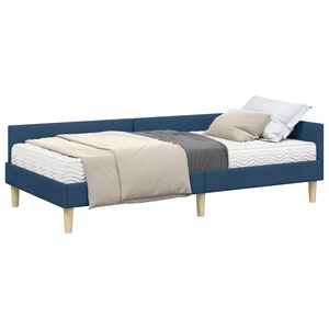 vidaXL Estructura de Cama Esquina con Colch&oacute;n 2 pcs Azul tela