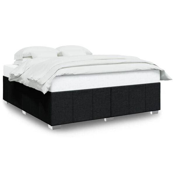 vidaXL Cama sin colch&oacute;n tela negro 180x200 cm