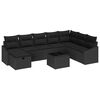 vidaXL Conjunto de sof&aacute; de jard&iacute;n con coj&iacute;n 9 pcs Negro Polirat&aacute;n