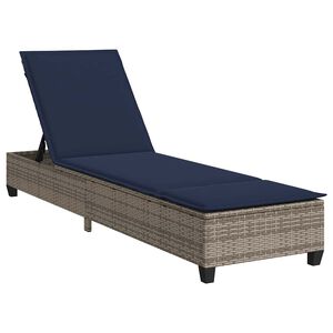 vidaXL Tumbona con cojines, color gris, 55x200x25,5cm, polirat&aacute;n