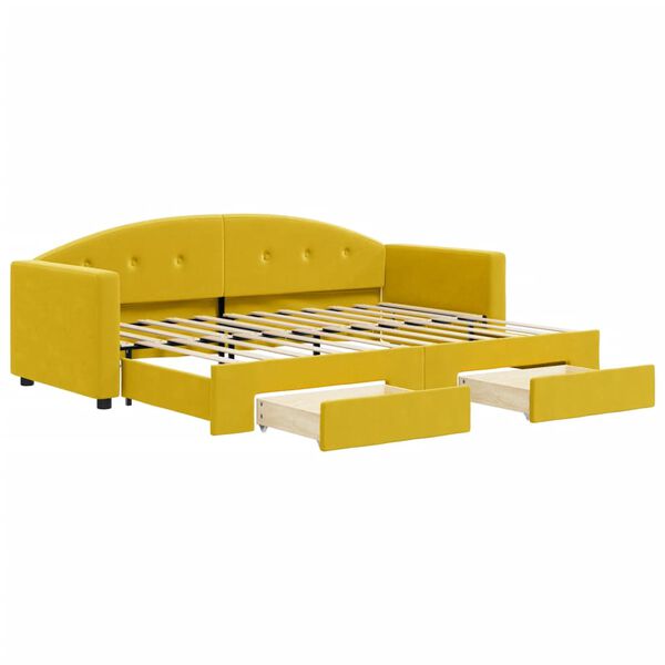vidaXL Sof&aacute; cama nido con cajones terciopelo amarillo 80x200 cm